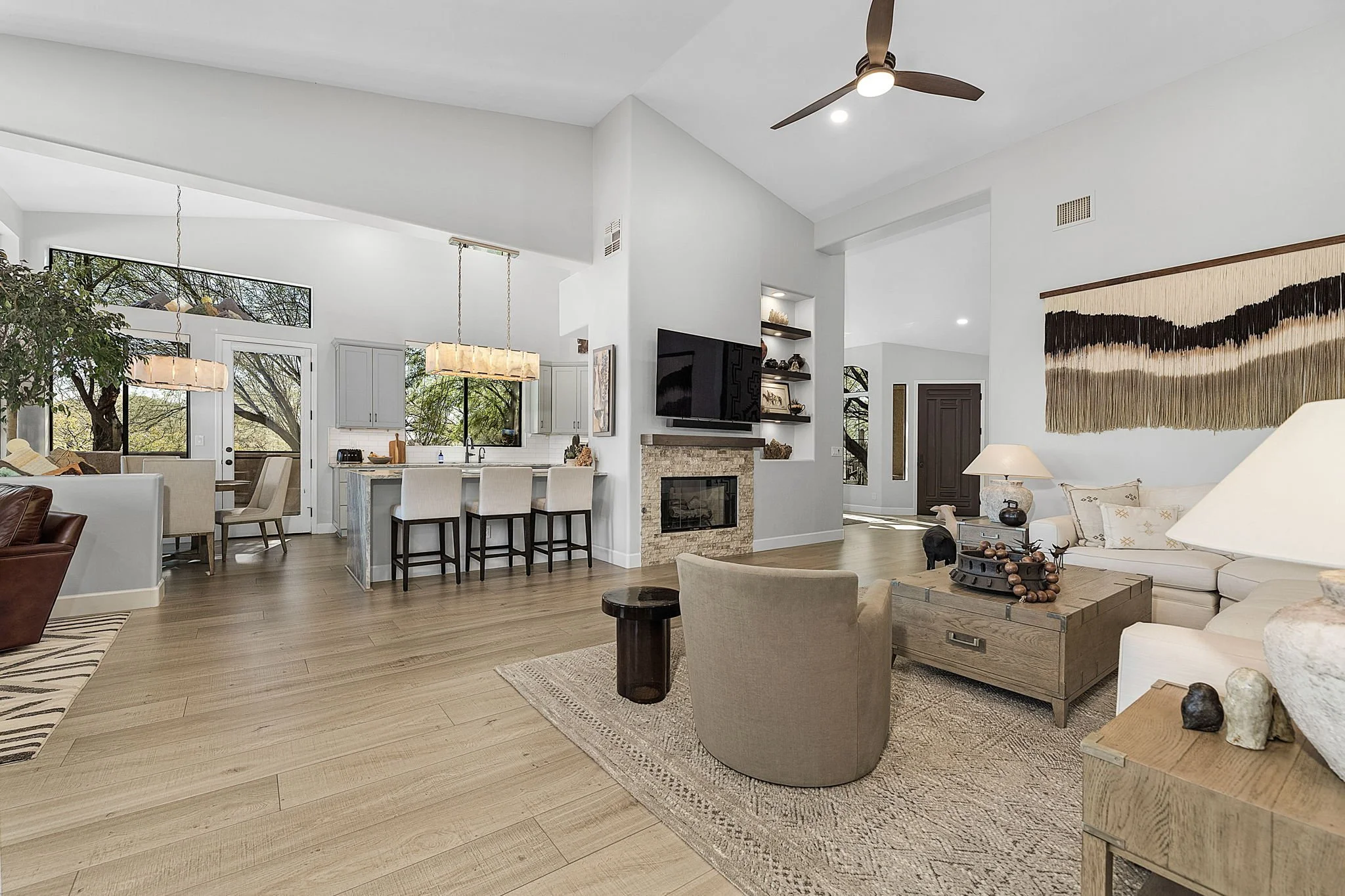 Interior Design Living and Dining Area Artwork and Lighting Modern Southwestern.jpg