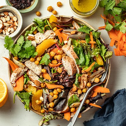 Recipe: Roasted Moroccan Chicken + Chickpea Salad with Orange Dressing