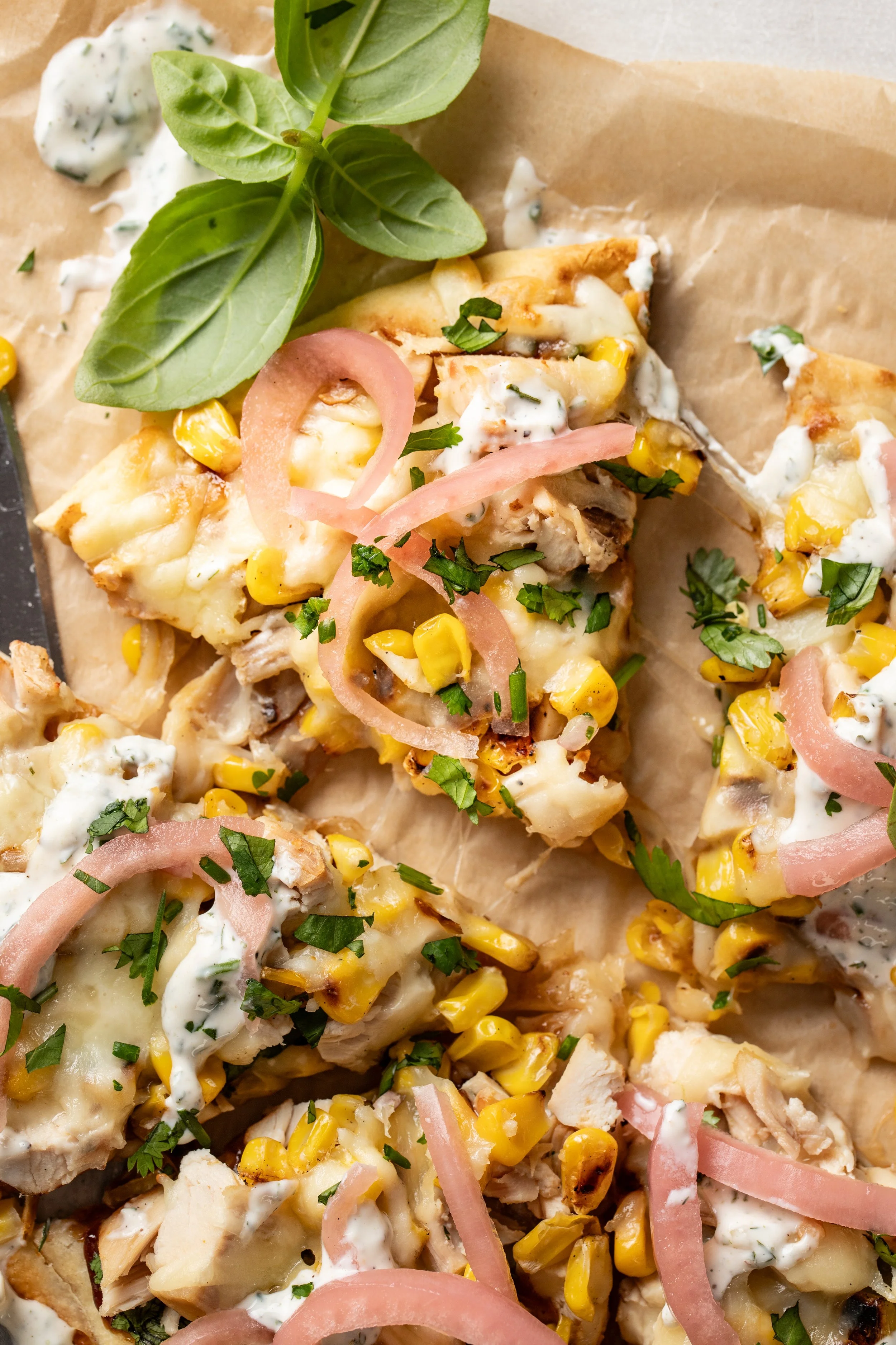 Recipe: Three Cheese BBQ Chicken + Sweet Corn Pizza with Creamy Ranch