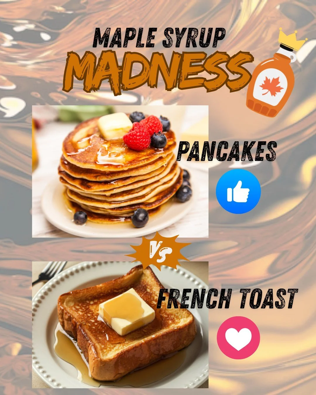 Cast your vote!  What goes better with maple syrup, Pancakes or French Toast?