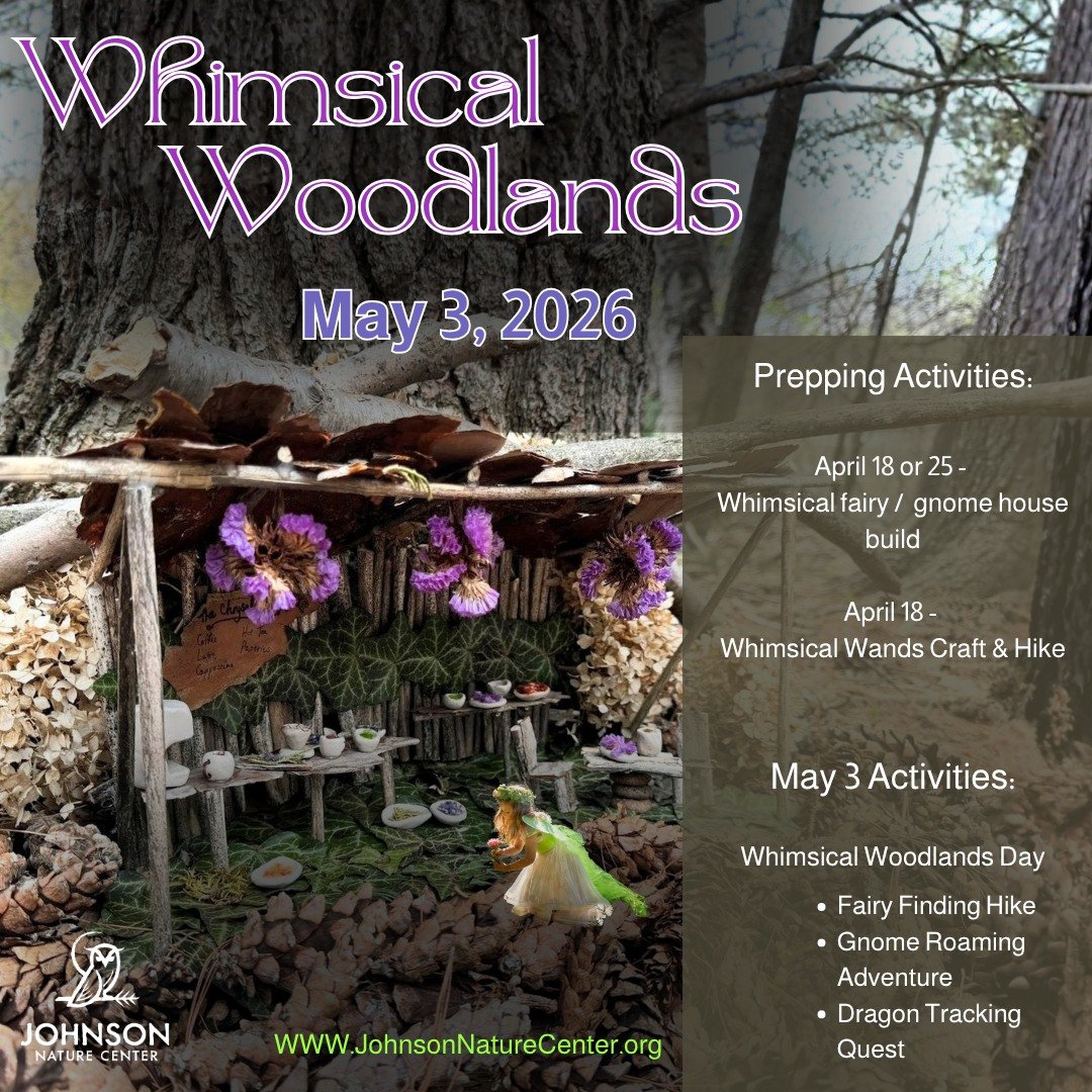 Whimsical Woodlands is back on May 3 for your casual visit this year.  Get magical and join one of our Whimsical build dates on April 18 or 25, or a Whimsical wand craft and hike, or join one of our magical hikes on May 3.  Visit our website at https