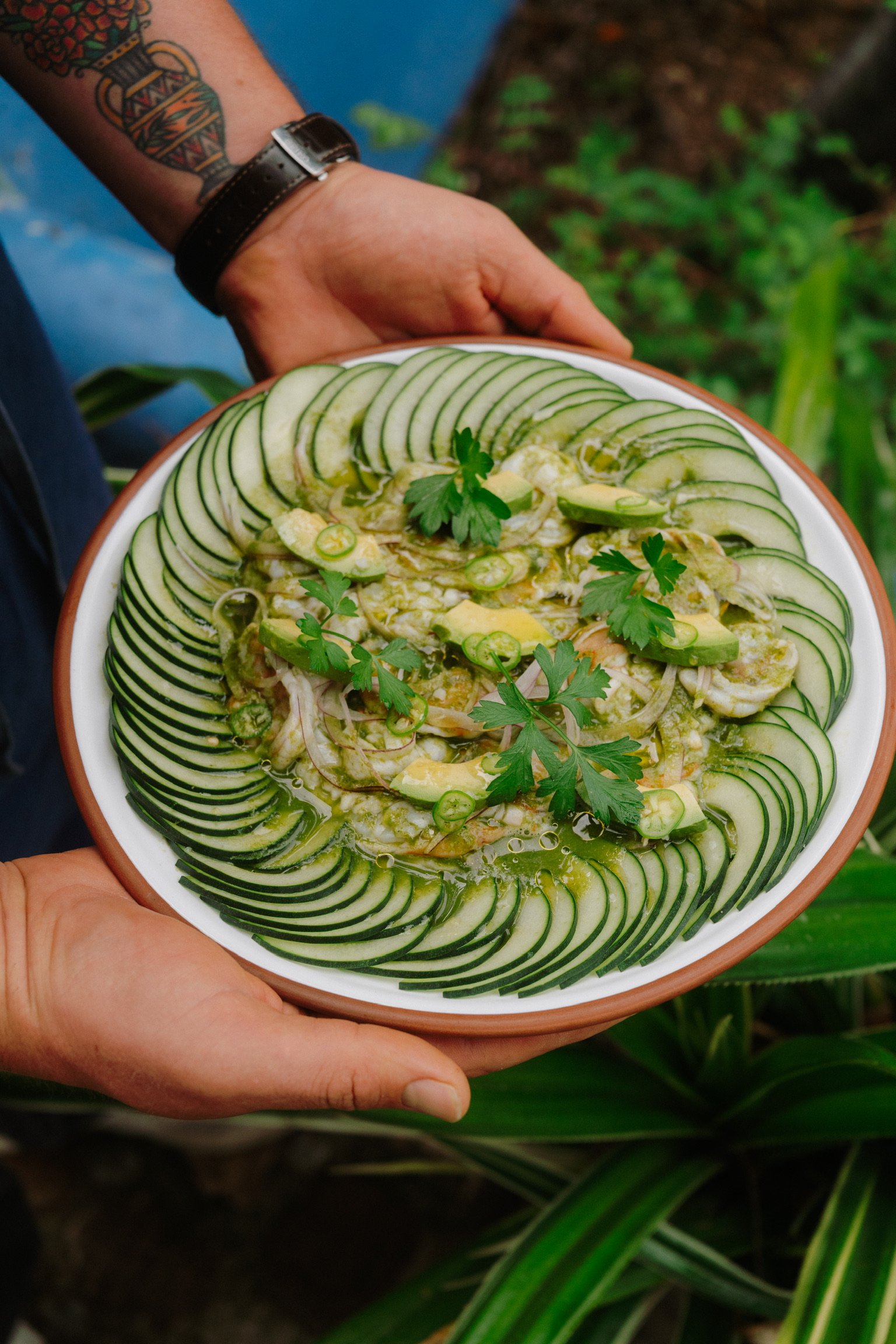 Aguachile con Camarones y Callos de Hacha