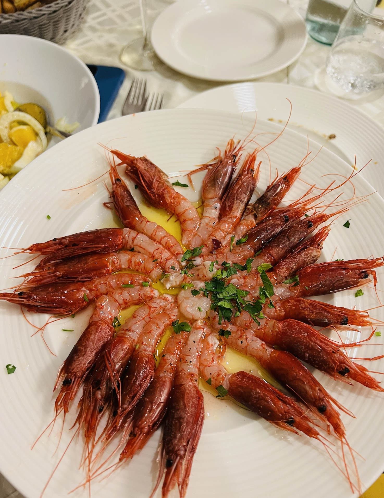 Try the delicious gamberi rossi