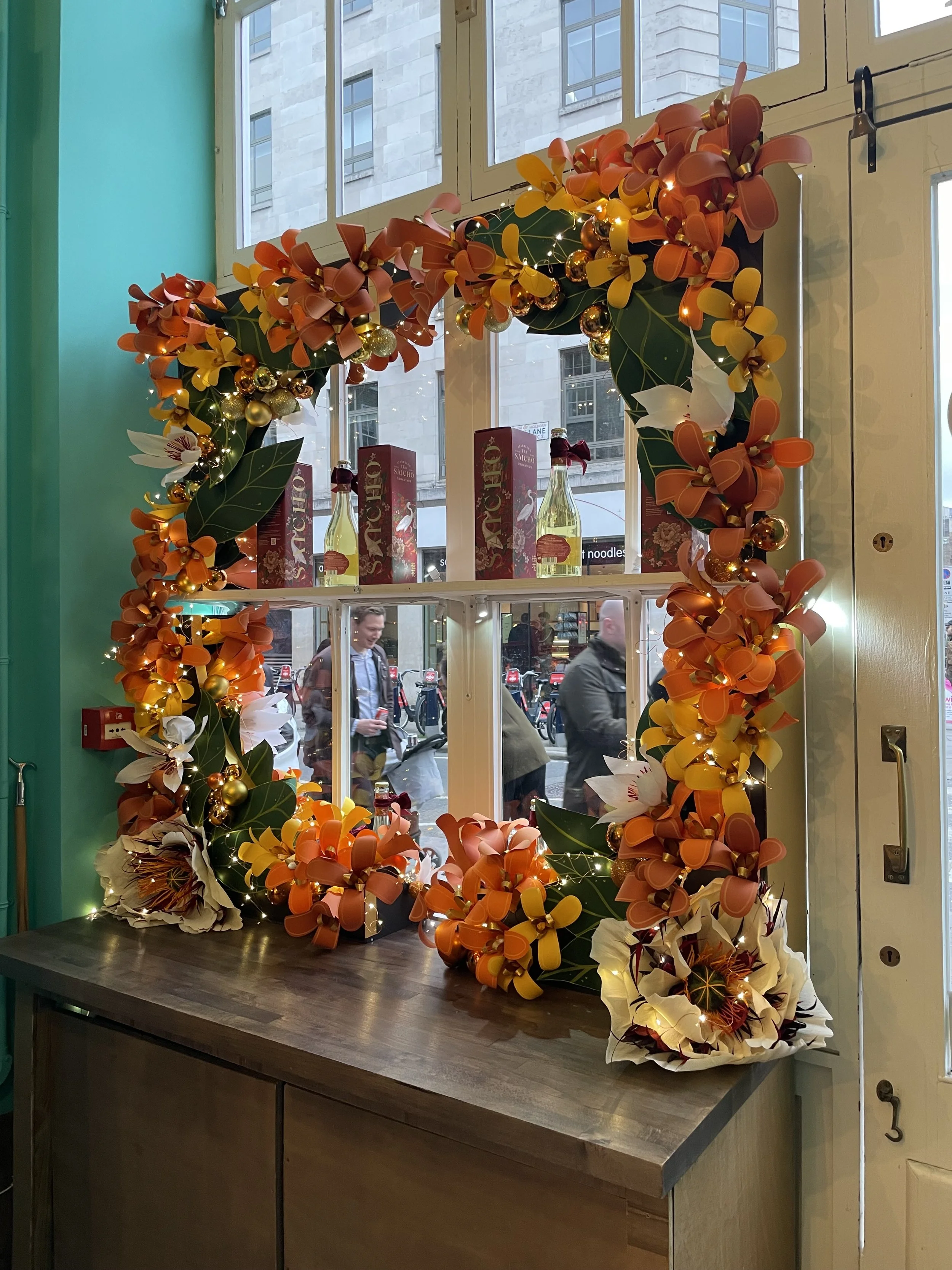 Details of art installation for Saicho Sparkling Tea Company