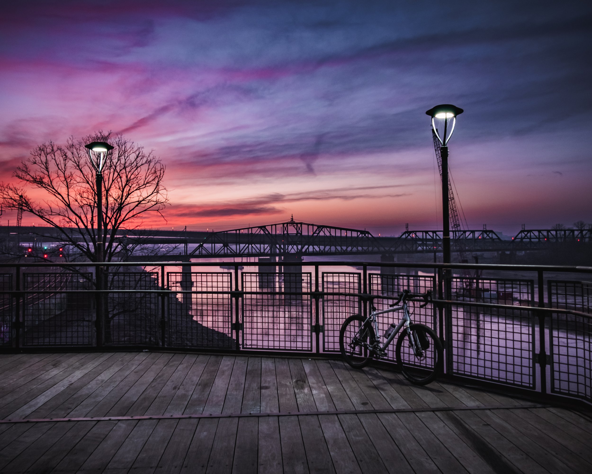 Town of Kansas Bridge sunset
