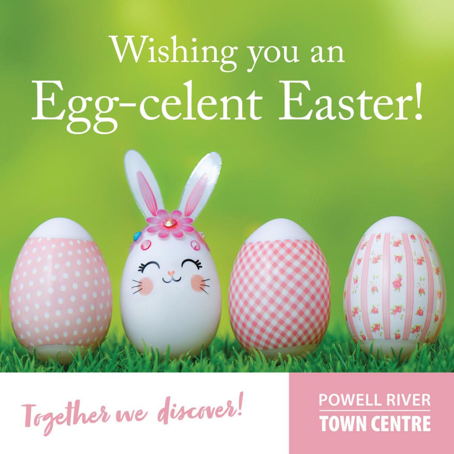 IMPORTANT NOTICE:
The Powell River Town Centre is OPEN Good Friday (March 29th) from 11am to 5pm. We are also open regular hours on Monday, April 1st - 9:30am to 5:30pm.

Plus, don't miss our FREE KIDS Easter Event this Saturday, March 30th from 11am