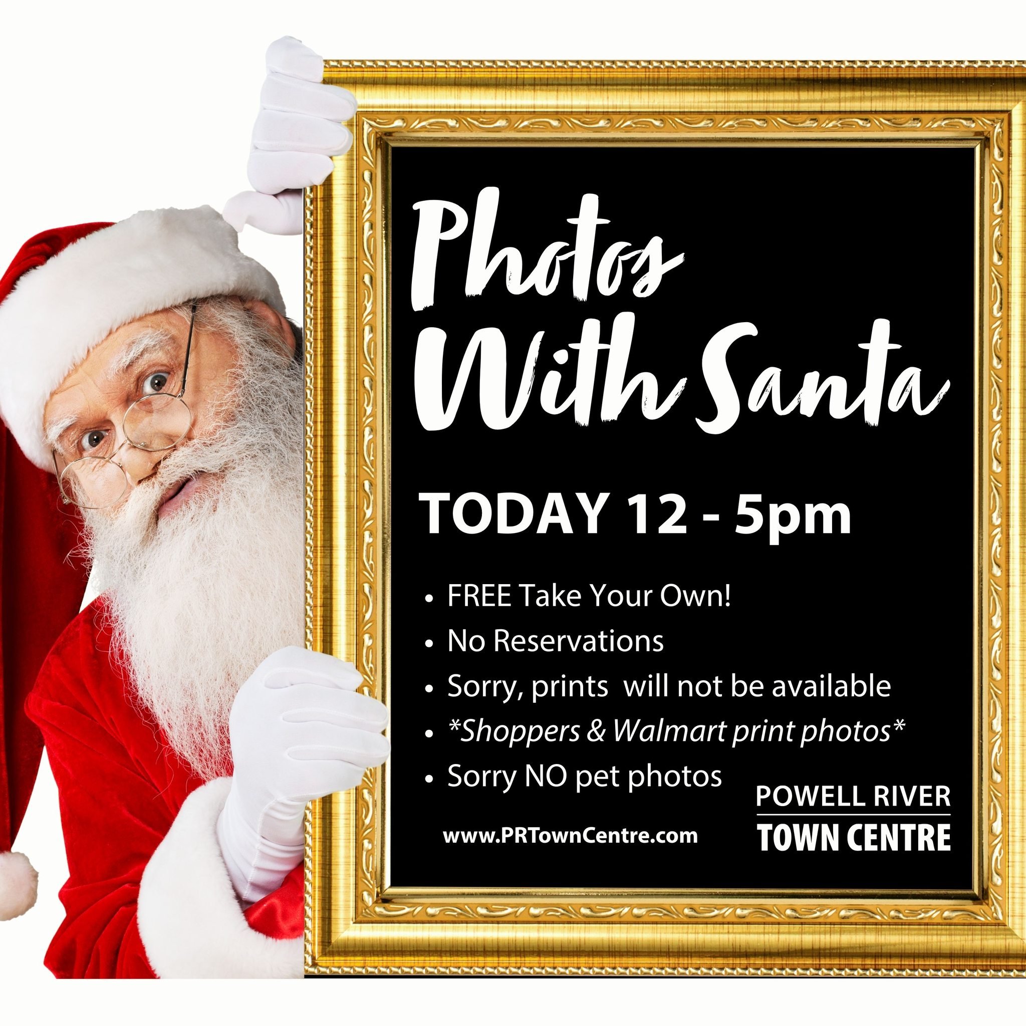 SANTA IS FINALLY HERE!
Be sure to stop by between 12 - 5 for FREE take your own photos.
While here, be sure to stop by our great shops &amp; services, including some great seasonal businesses and kiosks!