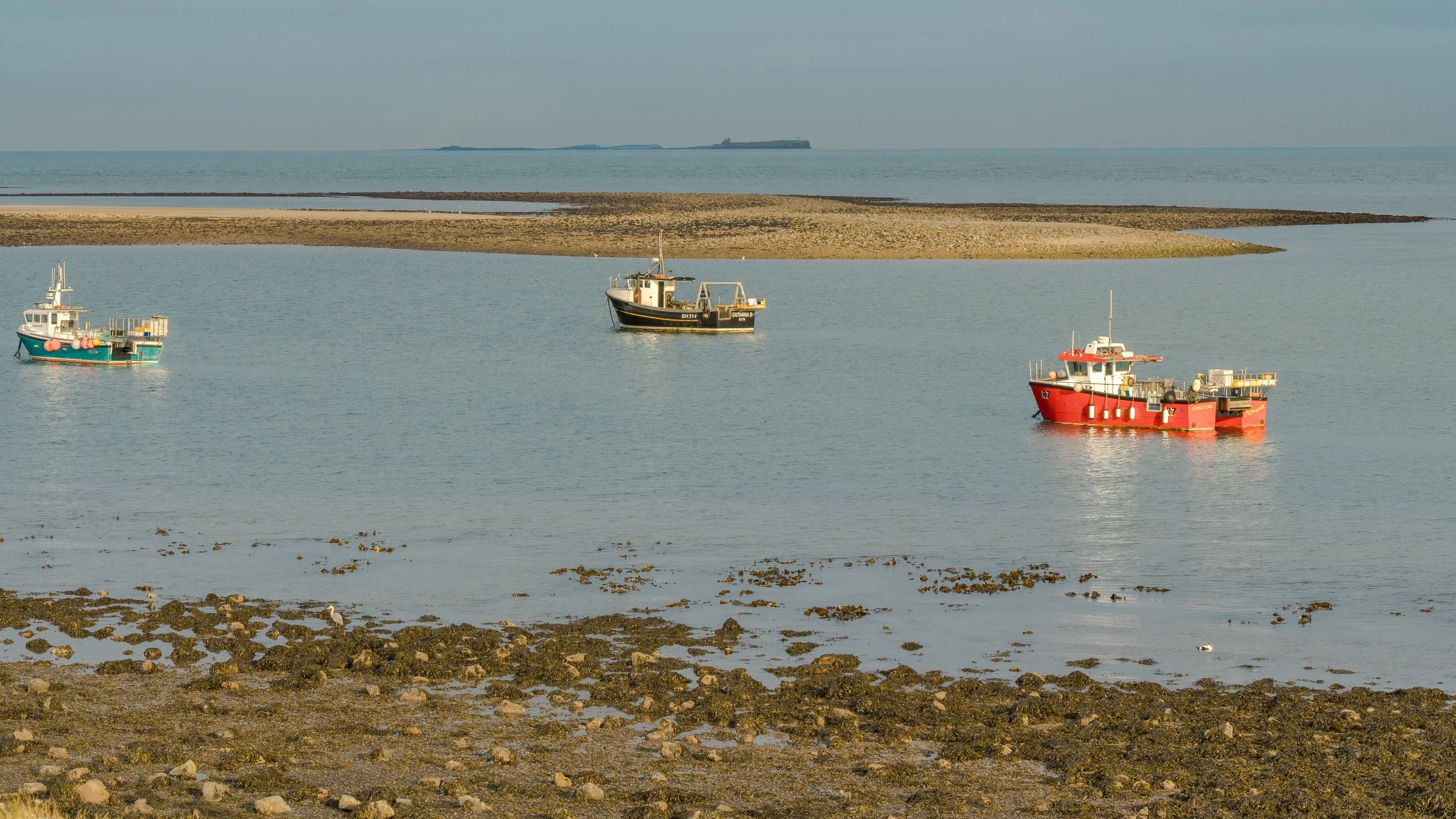 Boats in The Harbour with Long Ridge sand bank behind