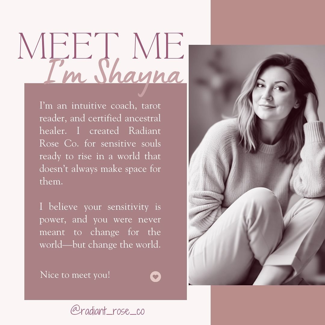 Hi, I&rsquo;m Shayna 🌙
Intuitive guide, Co-Active trained coach, certified ancestral healer, tarot reader, and the voice behind Radiant Rose Co.

I&rsquo;ve walked through betrayal, burnout, grief, and the quiet ache of being a sensitive soul in a w