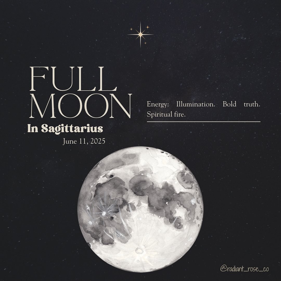 🌕 Full Moon in Sagittarius ♐

June 11, 2025
Bold truth. Spiritual fire. Clarity that can&rsquo;t be unseen.

This is your lunar culmination.
The Full Moon in Sagittarius rises blazing and unapologetic&mdash;bringing sharp insight, fierce honesty, an
