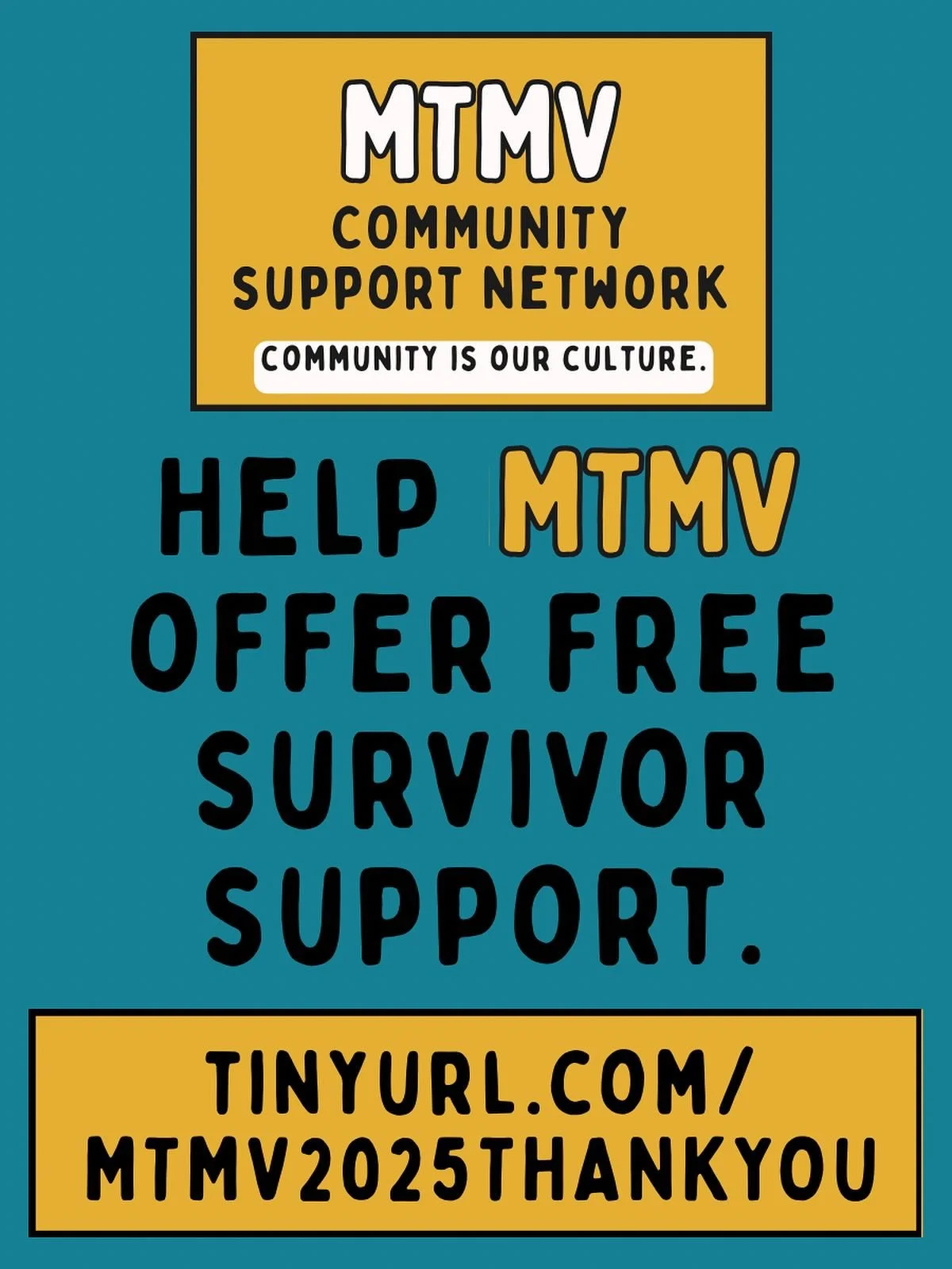 Link in bio 🌻 Over the last 6+ years, MTMV has facilitated hundreds of individual and group support sessions along with numerous workshops. 

As we continue to face uncertain and challenging times, community and support for survivors grows increasin