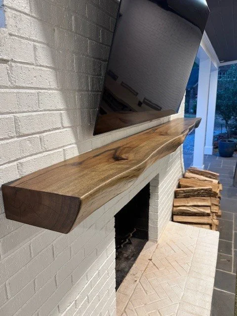 Live Edge 7.5ft L Hickory Floating Mantel