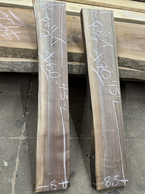 Kiln Dried and Surfaced 3 sides Walnut Live Edge Shelf blanks