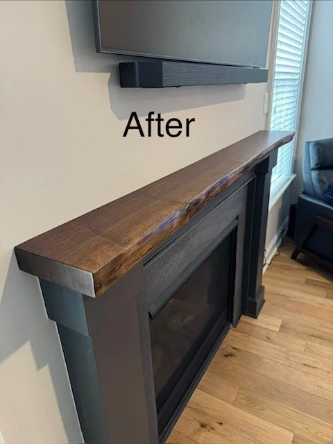 Black Walnut Live Edge Floating Mantel Cap