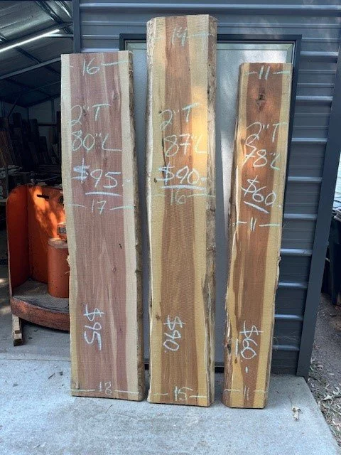 Kiln Dried Eastern Red Cedar Live Edge Slabs