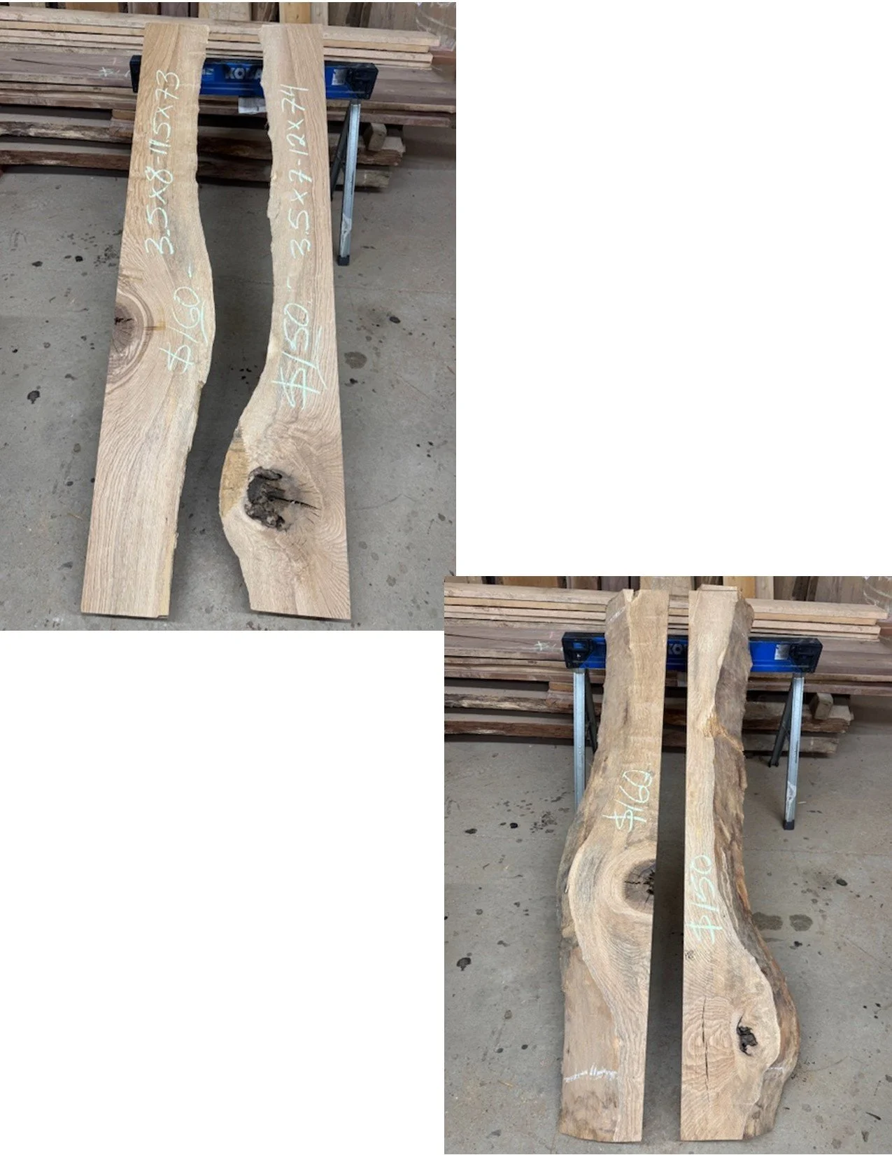 Kiln Dried White Oak Live Edge Mantel Blanks
