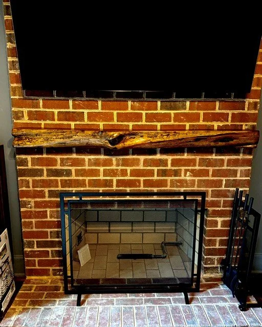 Eastern Red Cedar Live Edge Floating Mantel (walnut colorant)