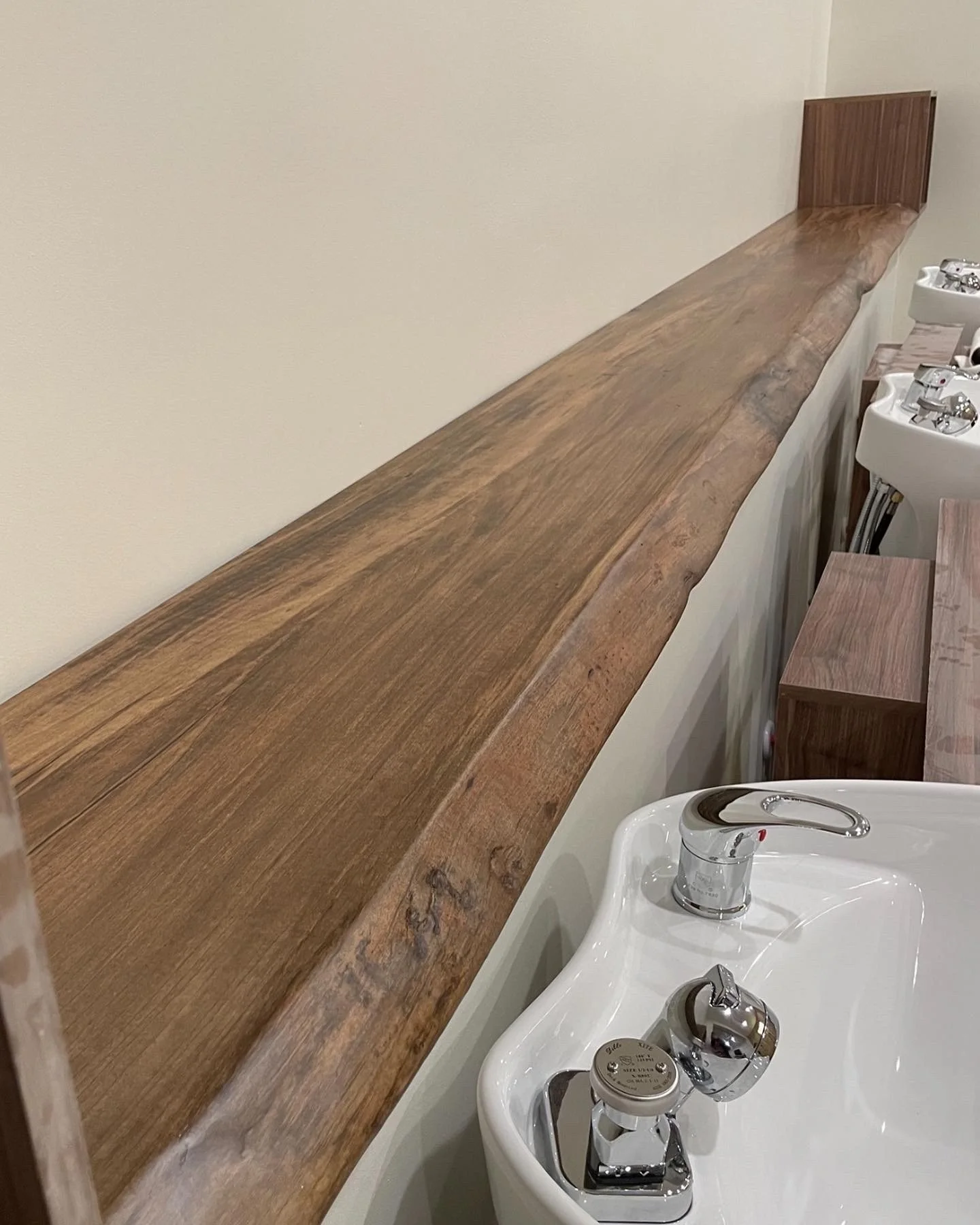 Commercial Salon Live Edge Poplar Shampoo Station counter/ledge