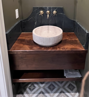 Highly figured Walnut Vanity & Lower Shelf