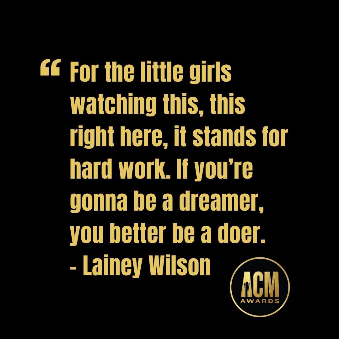 #ThrowbackThursday to the ACM Awards, where we heard our favorite quote from Lainey Wilson after co-host Dolly Parton presented her with the Female Artist of the Year Award. Proud to have partnered with @womansdaymag on the Red Carpet with our female