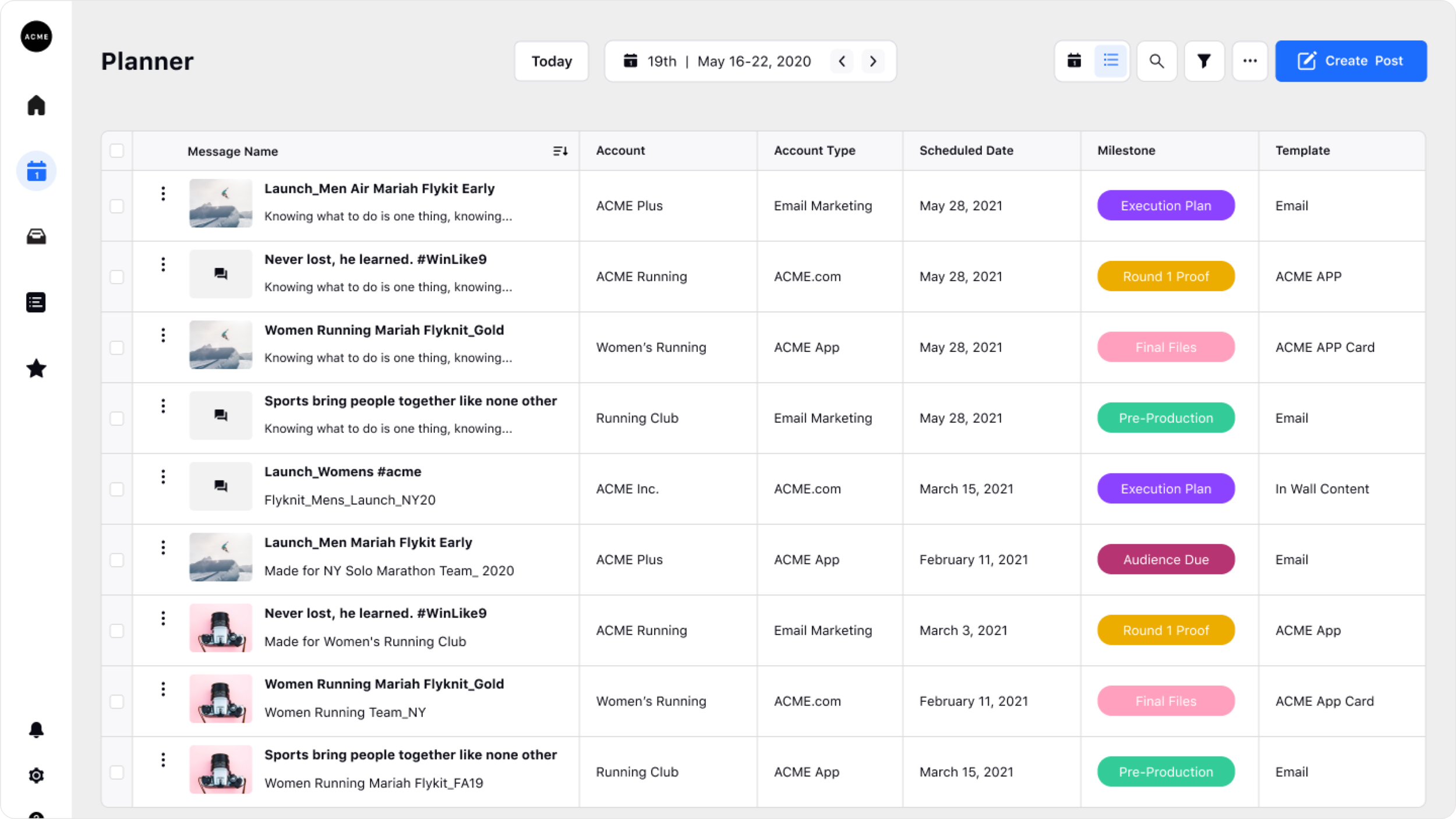 Planner List View
