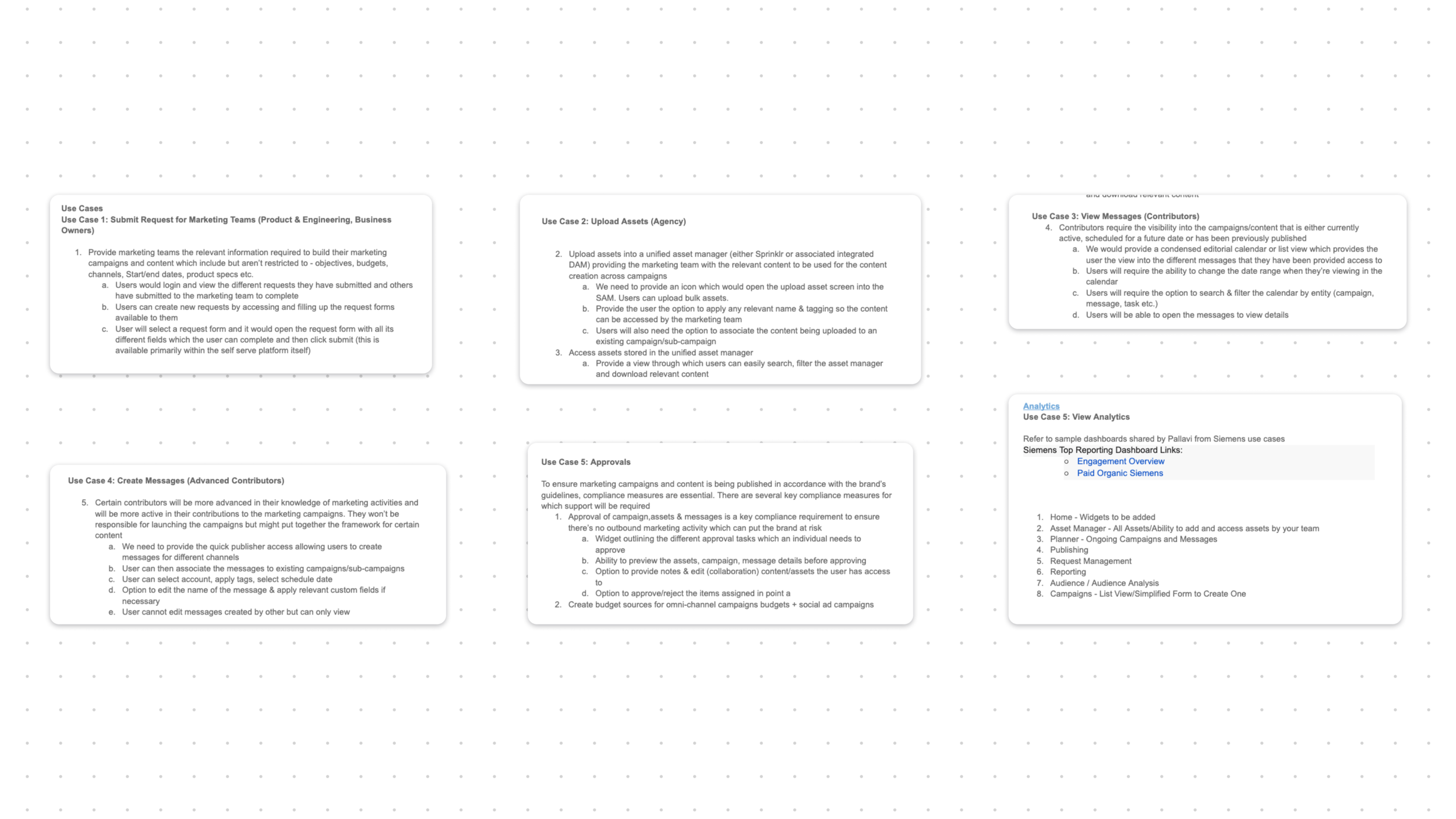 PM provided Use Cases and Requirements during the Kick-off meeting