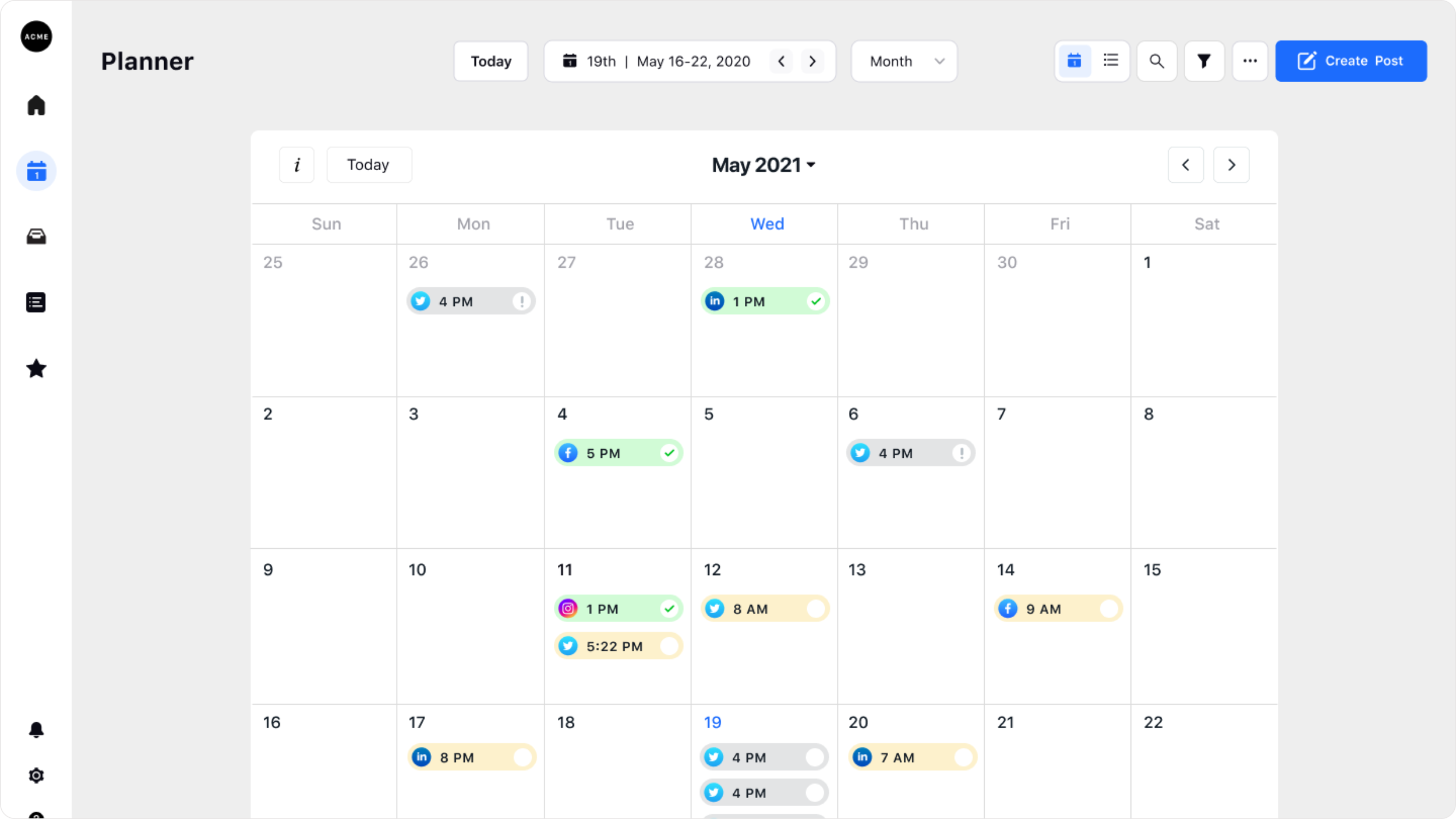 Planner Calendar Month View