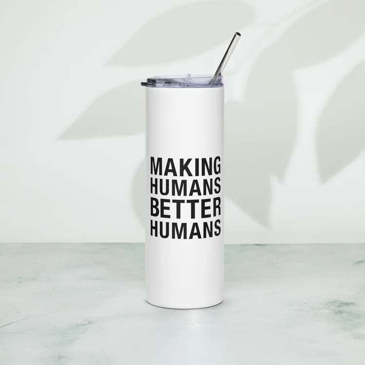 Stainless Steel Tumbler with black text