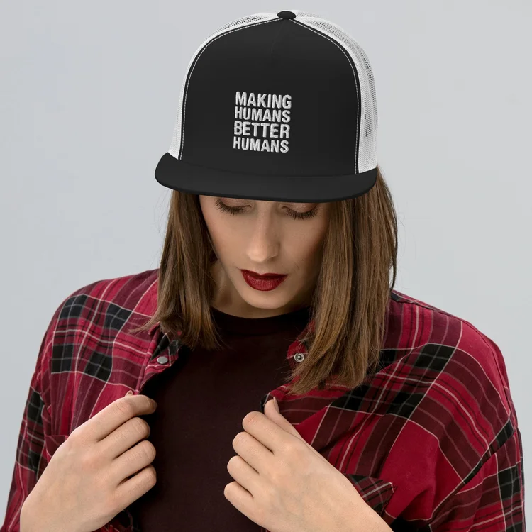 5-Panel Trucker Cap Black and White
