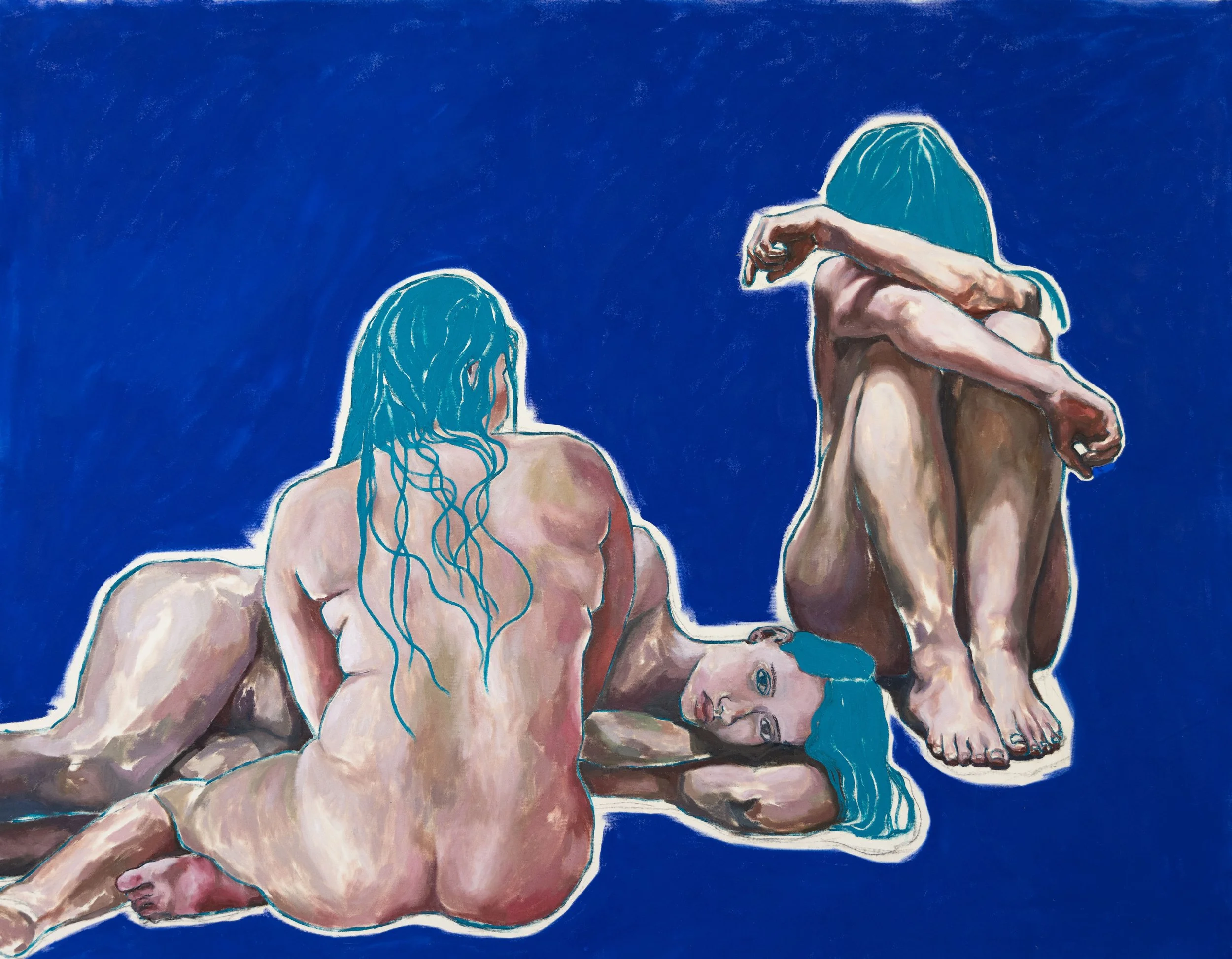 The Next Thing I Know, I’m Drowning,
Oil paint, acrylic paint and charcoal on canvas,
136 cm x 111 cm