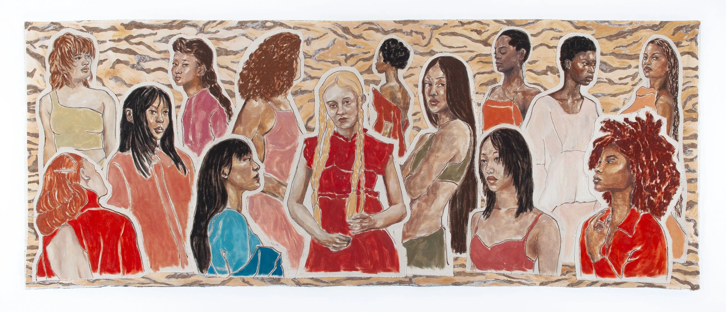 Not Just Another Face,
Oil Paint, acrylic paint, charcoal and painted fabric on canvas,
182 cm x 64 cm