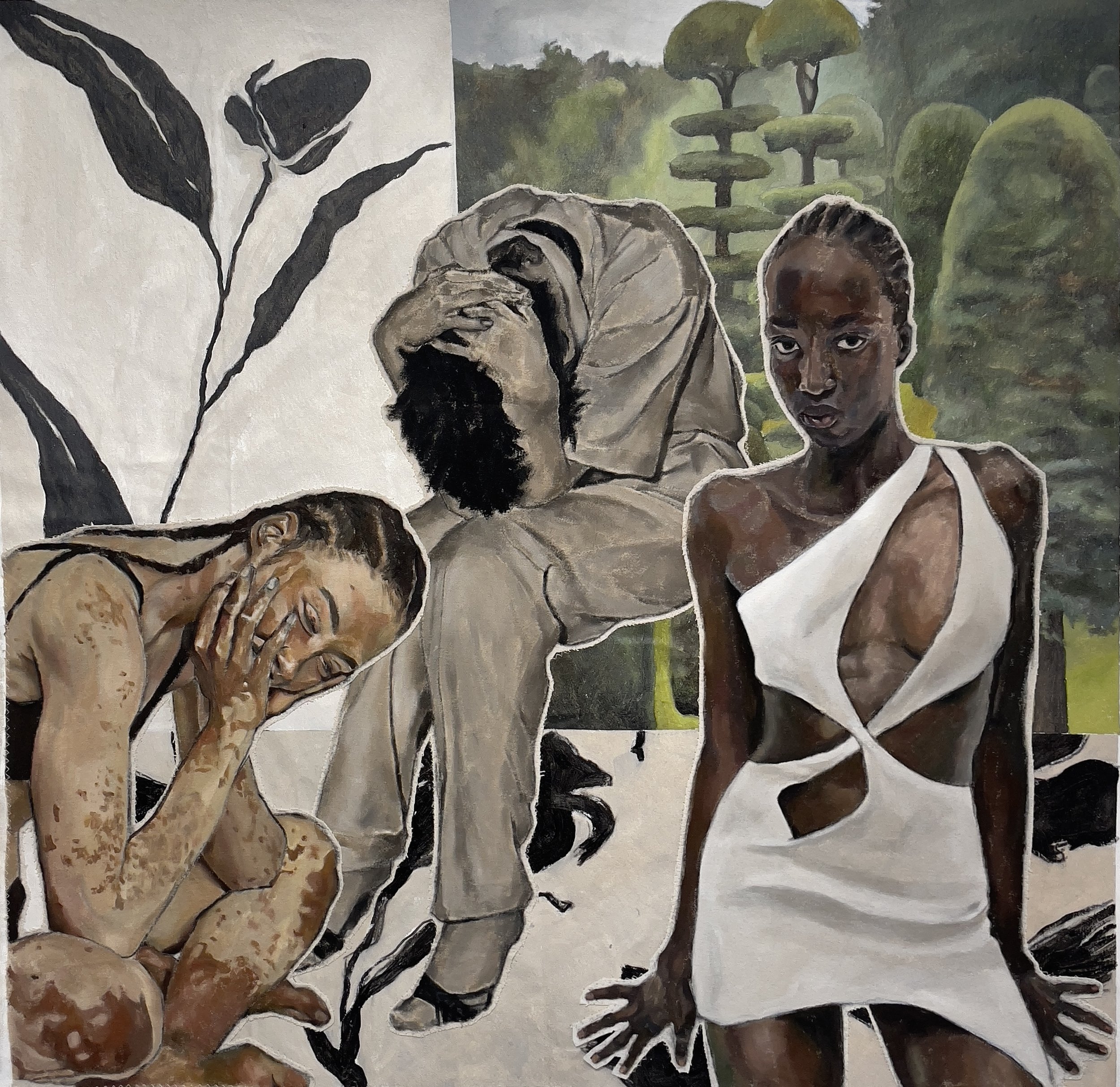 As The Rain Falls,
Acrylic paint and charcoal on canvas,
92 cm x 94 cm