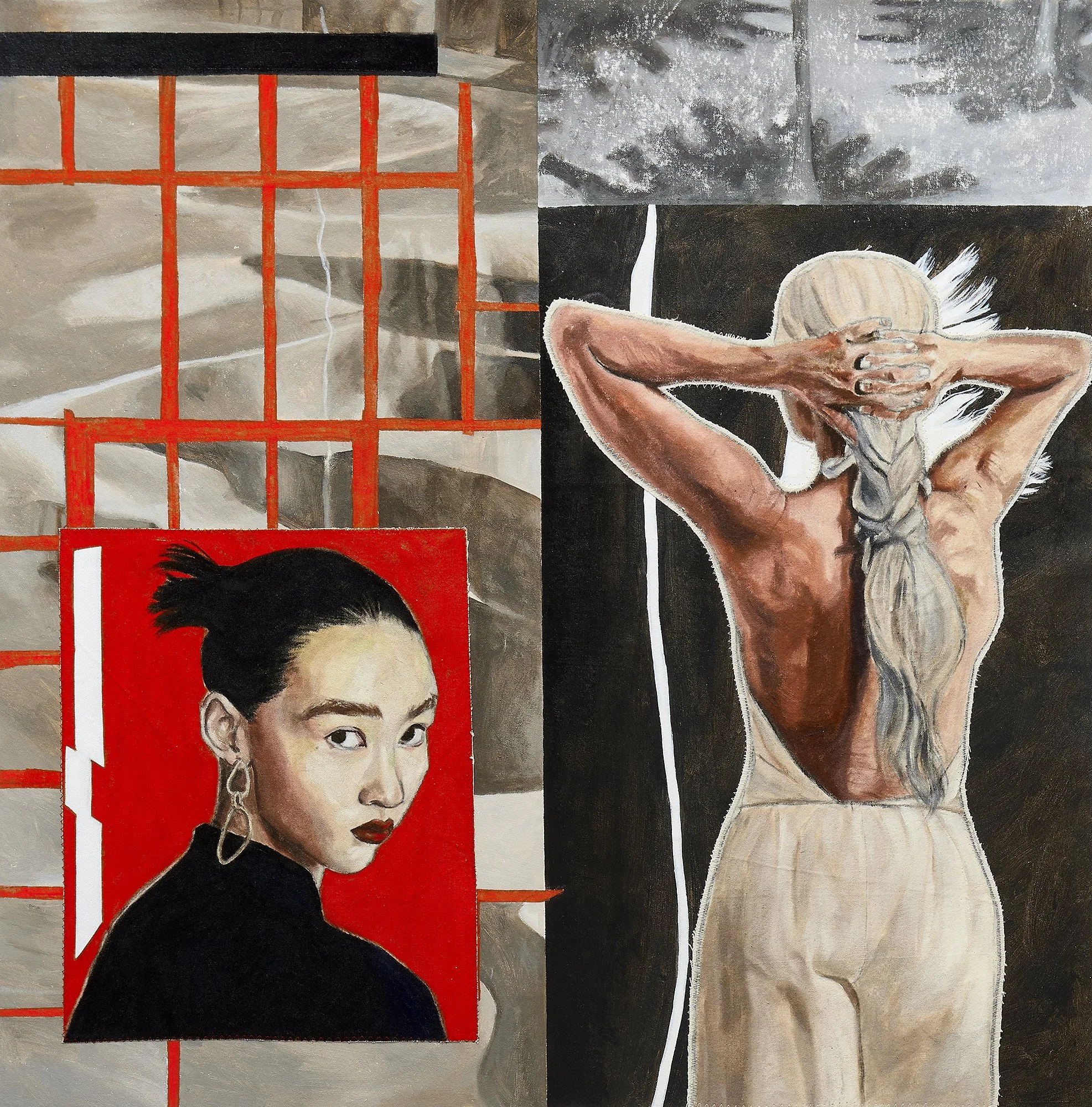 
Where we belong,
Oil paint and charcoal on canvas,
92 cm x 90 cm