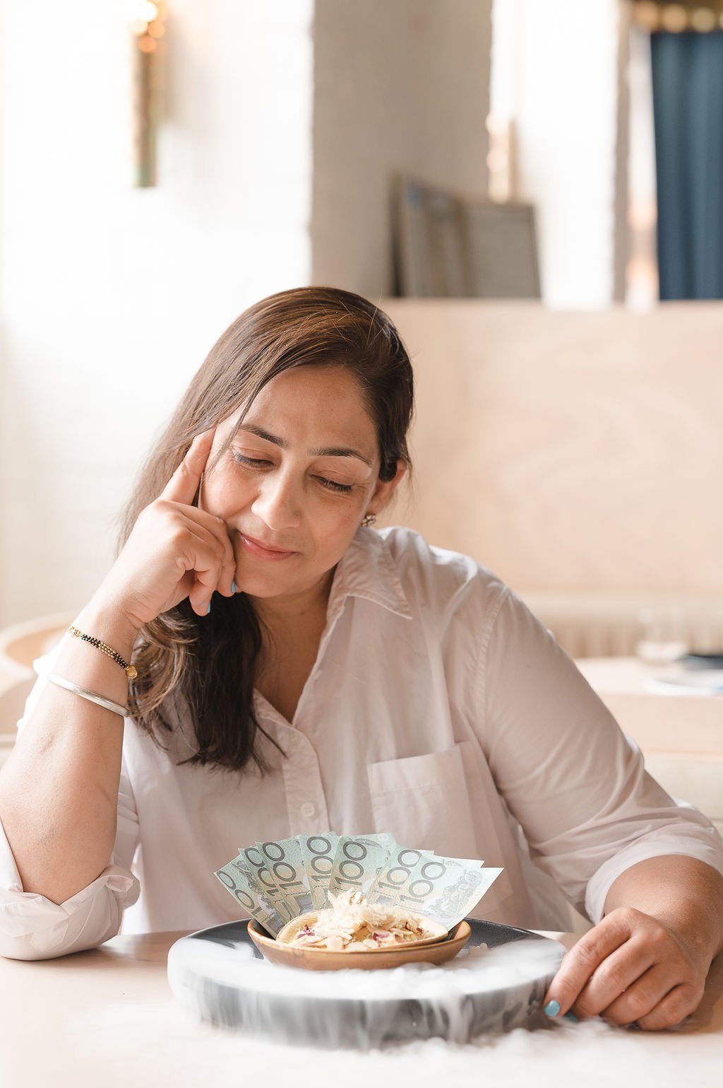 Curry Queen Manpreet Sekhon enjoying daulat ki chaat at Elchi