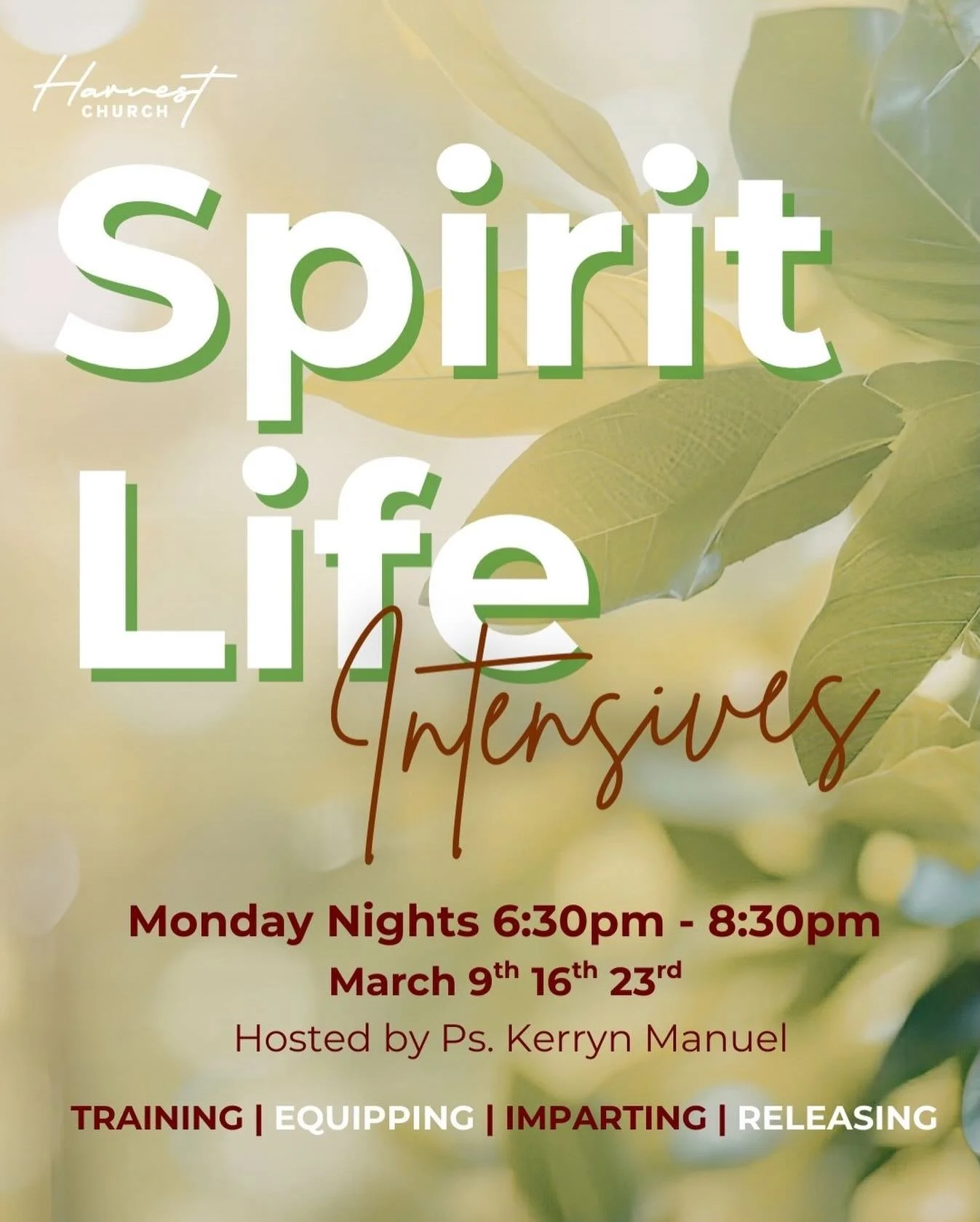 SPIRIT LIFE INTENSIVES!

We&rsquo;re excited to gather together for our Spirit Life Intensives on Monday nights 9th, 16th, 23rd March from 6:30-8:30pm.

Come and discover more of what it means to live a Spirit Filled Life, including topics like who i