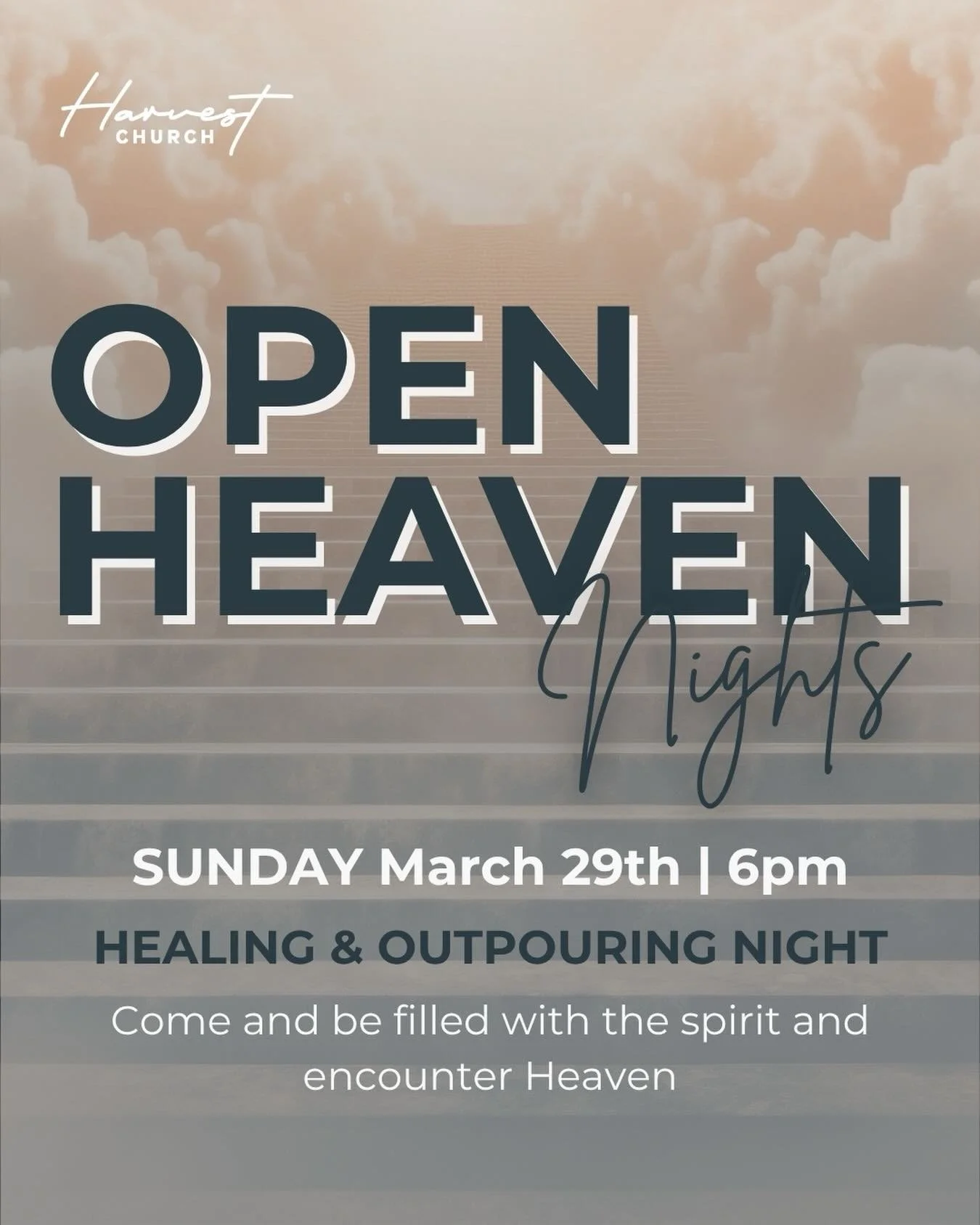 OPEN HEAVEN NIGHT 

We can wait for this Sunday night to dive into the Presence of God together! 

We would love you to join us at 6pm for a night of worship, impartation and filling of the Spirit! We hope to see you there!