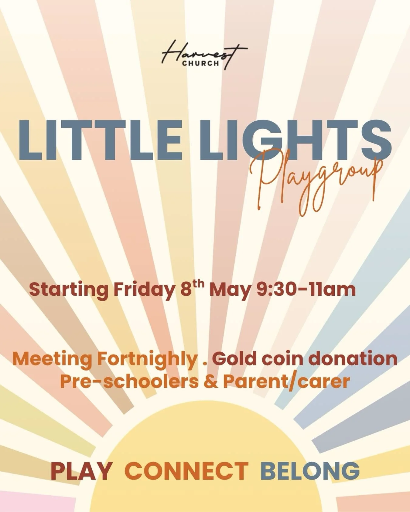 LITTLE LIGHTS PLAYGROUP ✨✨

Our new LITTLE LIGHTS PLAYGROUP is stating this Friday AT 9:30am!!

If you are a parent with pre-school children we would love you to come and join us for a fun morning together here at Harvest Church!

Wr look forward to 