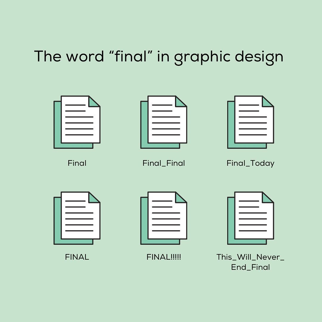 The word &ldquo;final&rdquo; in graphic design&hellip; is it ever final? 😝 Totally sharing for fun, but this is how some projects go. 

And if any #graphicdesigners have a better way to name &amp; organize your files, post below!