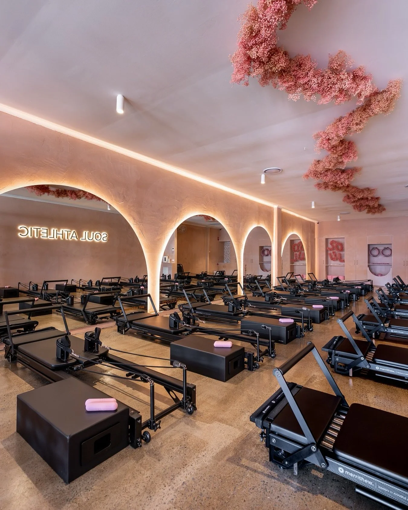 Studio detail.  Behind every reformer. For when you tilt your head mid-stretch and notice things you didn&rsquo;t see before.  Tugun.

#pilatesaesthetic #studiointerior #pinkstudio #tugun #southerngoldcoast