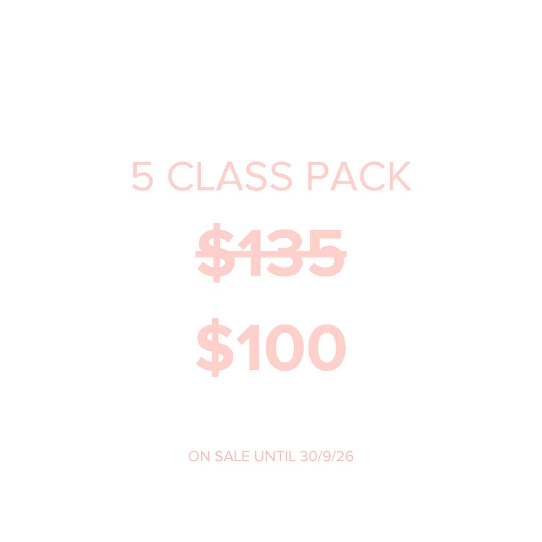 Text promoting a special offer for a 5-class pack for $150.