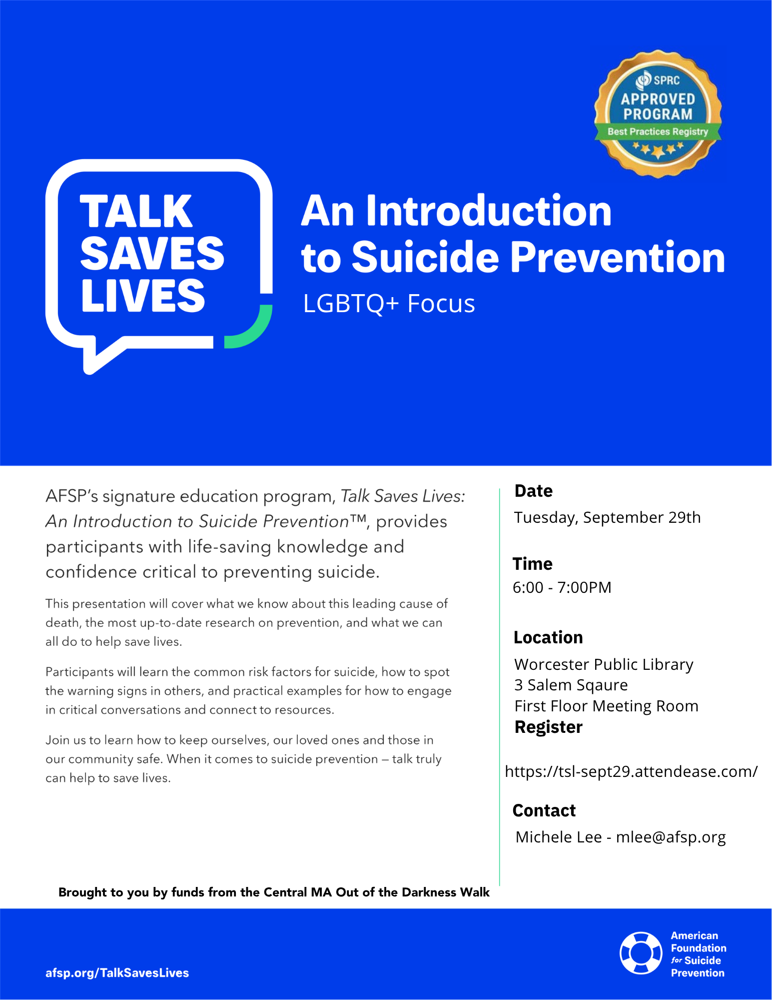 Talk Saves Lives: An Introduction to Suicide Prevention - LGBTQ+ Focus