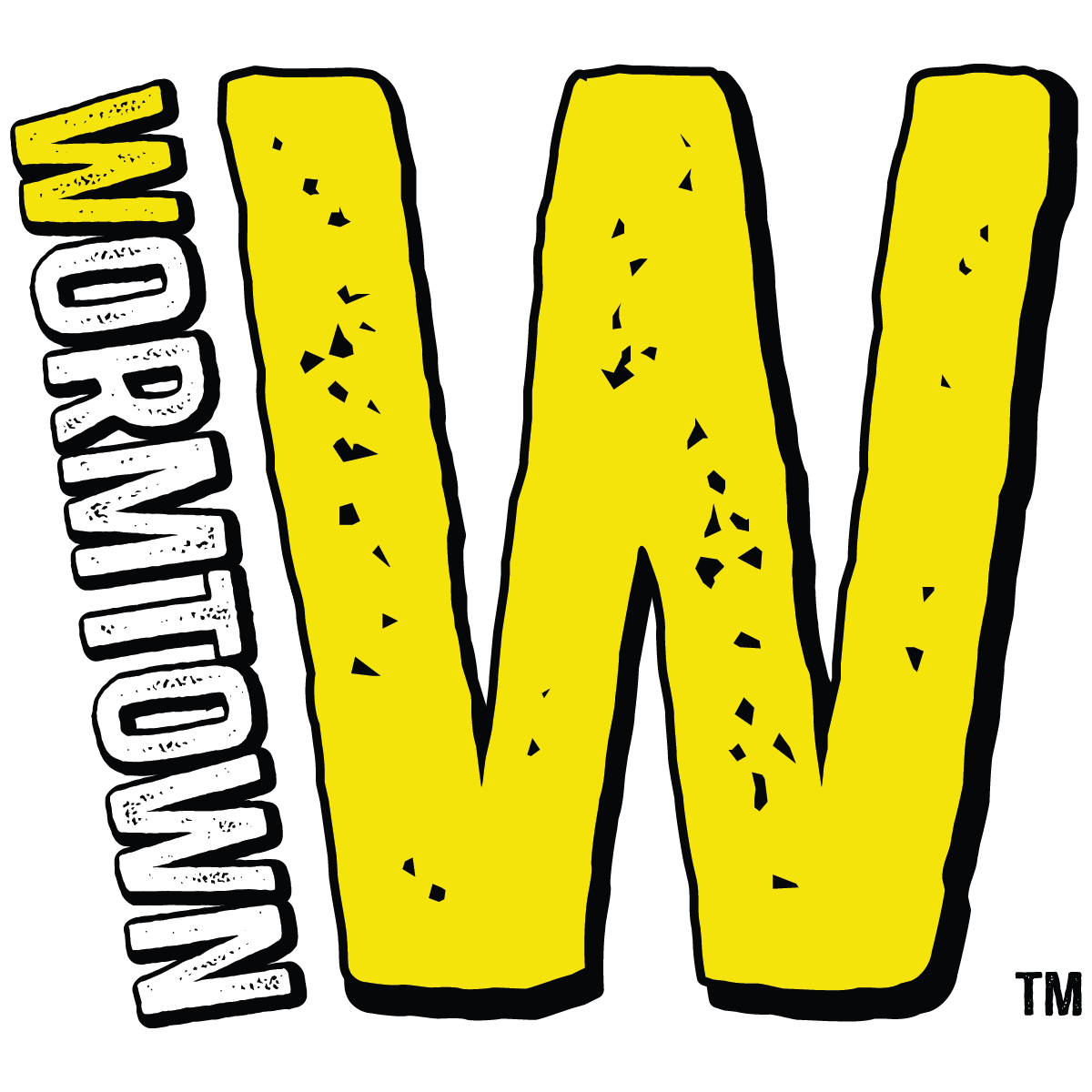 Comic-style yellow letter W with black outline, with the words 'WWF' written vertically to the left, indicating the World Wrestling Federation logo.