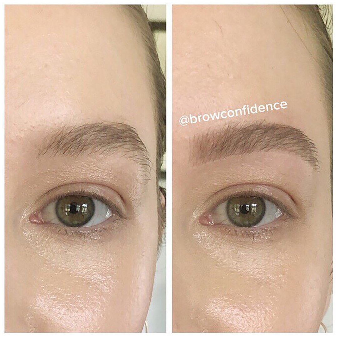 The key to this #BCTransformation is the start point.

I shifted the shape inwards - creating a new start point for the brow. This elongates the shape of her brow and her eye, and an overall lift.

That's #browconfidence