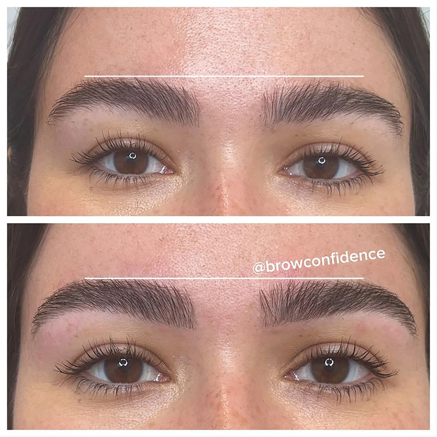 Asymmetry is completely natural and very common - but a few tweaks can create much better balance.

For this BC Transformation, the focus was on levelling up her left brow (right side of the picture) to better match the height, angle and shape of her