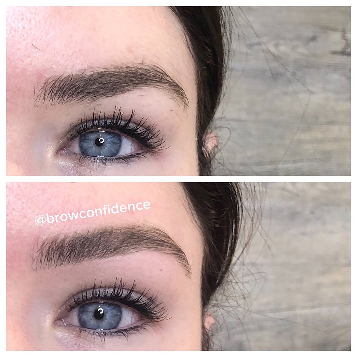 Not every brow transformation requires major reshaping.

For this BC Transformation, I removed just a few lines lines of stray hairs under the brow, above the iris, to smooth the shape and create a subtle lift while preserving her natural fullness.

