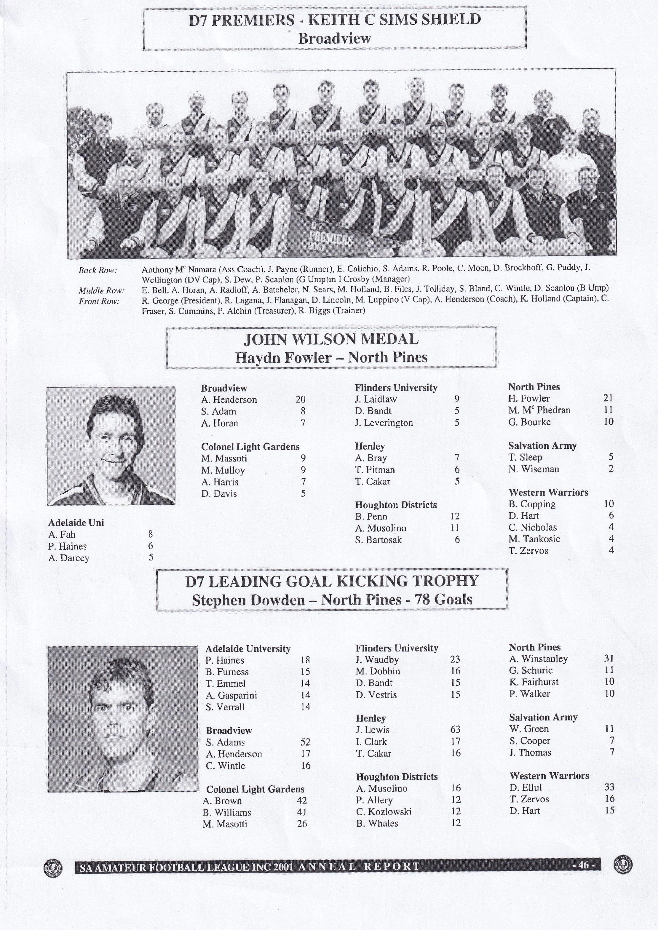 2001 SAAFL Annual Report