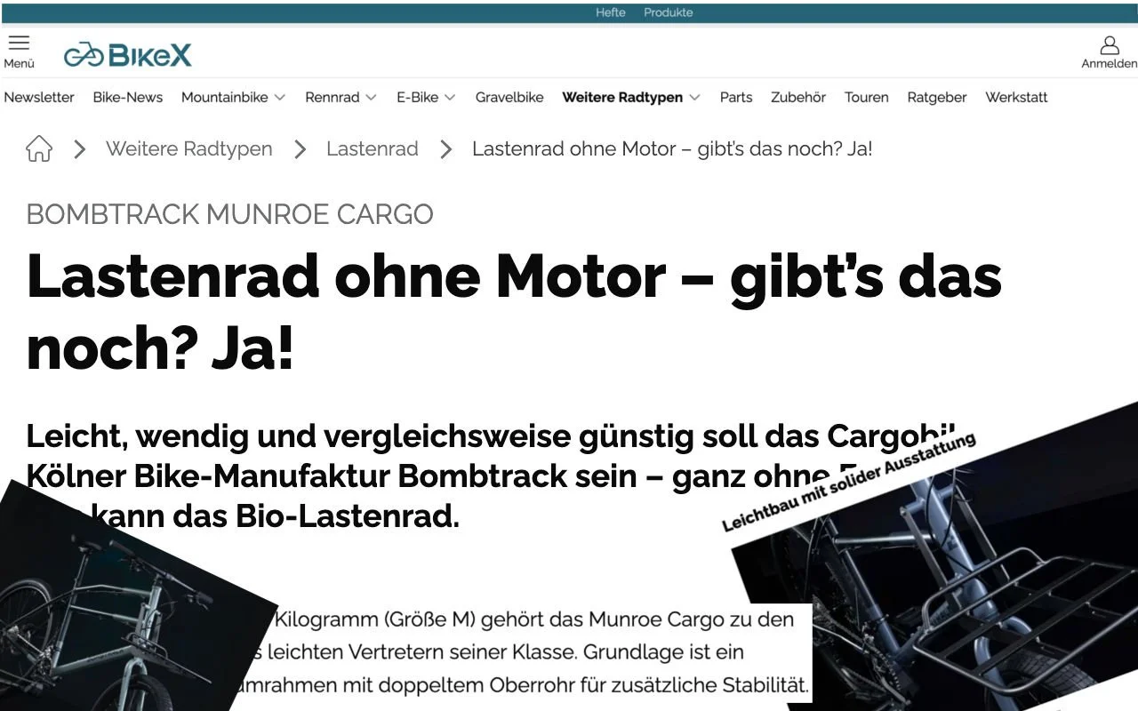 Our MUNROE CARGO at “BIKE X” blog (GER)
