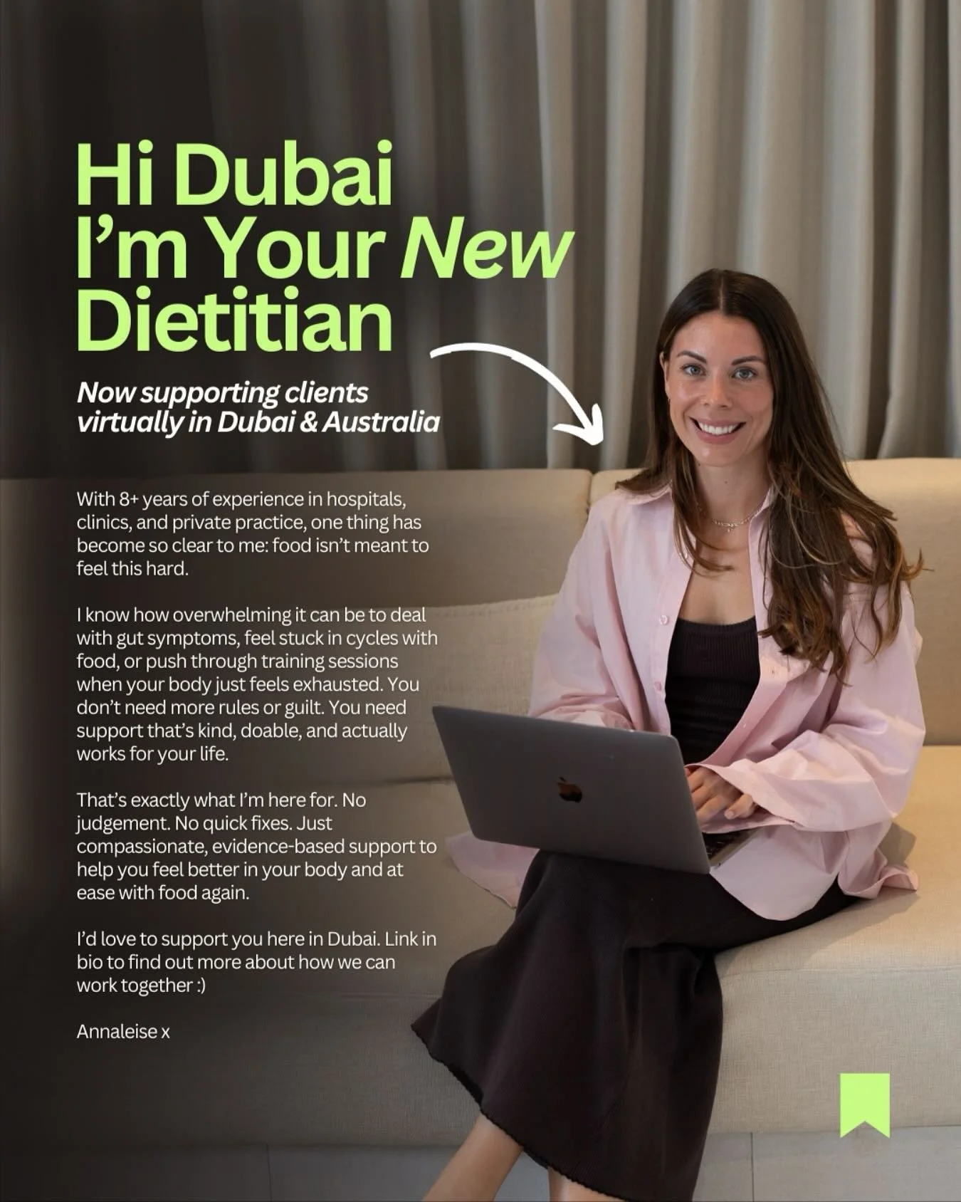 Hi Dubai 🇦🇪 👋
I&rsquo;m so excited to share that I&rsquo;m now supporting clients virtually here in the UAE in addition to my virtual clinic in Australia. 

With 8+ years of practice working in hospitals, clinics, and private practice, one thing h