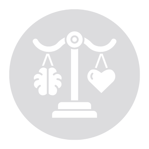 Viktbalans med en hjärta och ett hjärnikon i varsin ände.