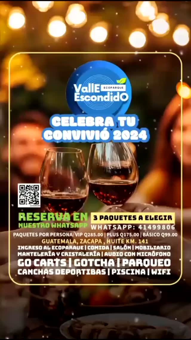 Celebra tu convivio.
Más información
WWW.VALLEESCONDIDO.CLUB/CONVIVIOS